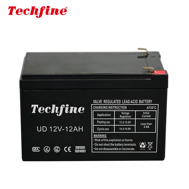 Techfine Hot Sale High Quality 12V 12AH AGM Lead Acid Back Up Energy UPS Power Systems Battery