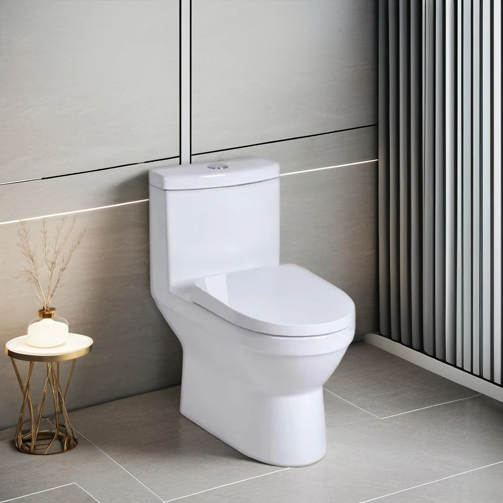 High Quality Integrated Ceramic White Bathroom Flush Toilet Single Hole with Concealed Cistern Single Toilet