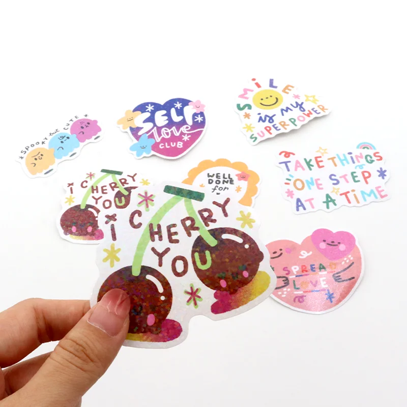 Print durable Waterproof Vinyl custom Holographic sticker decoration hologram bike laptop Custom die Cut Sticker