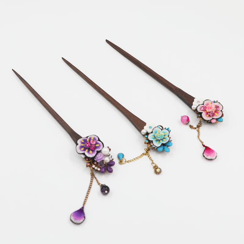 Cheap High Quality Wholesale Trendy Mini Girls Wooden Hair Accessories Chinese Style Hairpin