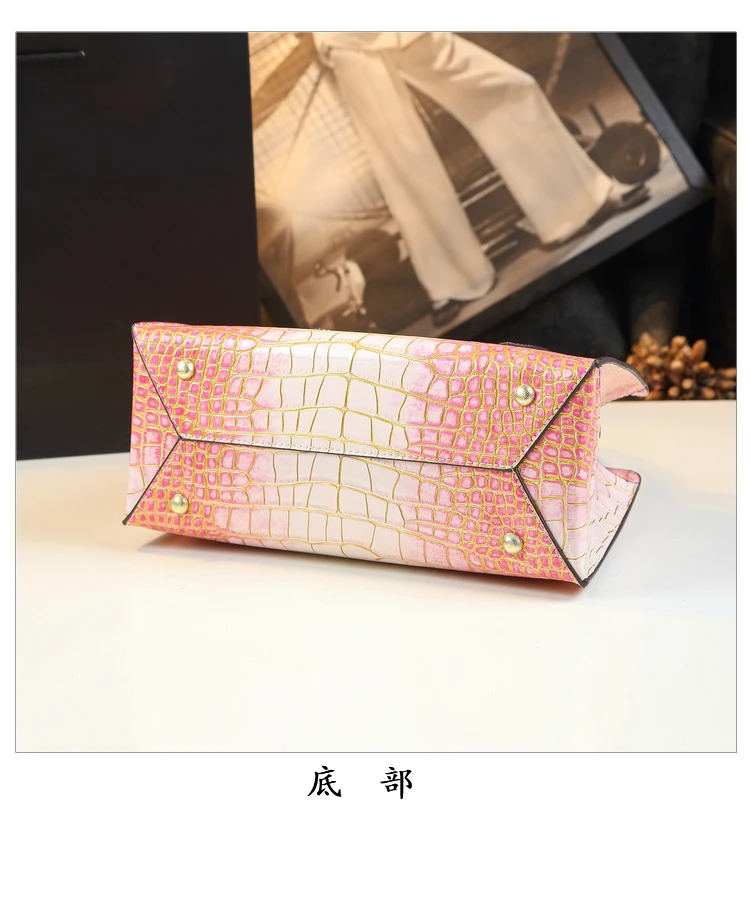 new arrival popular crocodile print  handbags ladies with scarf decoration high quality alligator leather bags manufacturers