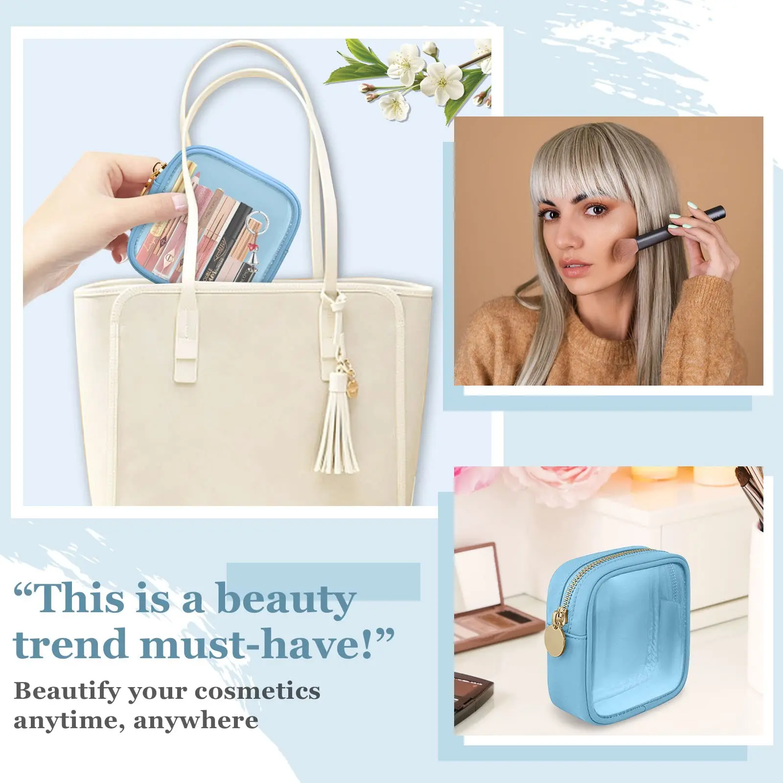 Custom Colors Nylon clear nylon bags Small Cute Makeup Bag Cosmetic Zipper Pouch Purse pvc nylon bagss