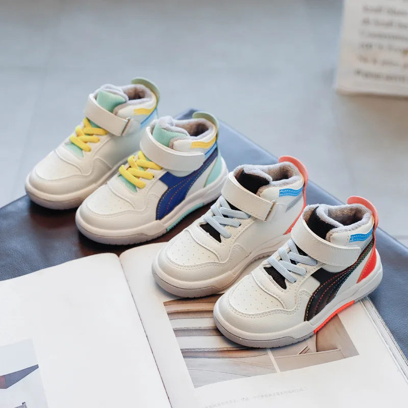 New design stripe  anti slip warm winter sport kids boys casual board shoes 2020