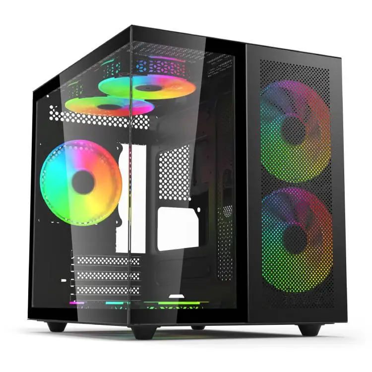 Custom SOEYI New computer gaming case accessories gabinete gamer frame-less design gaming case with side panel window