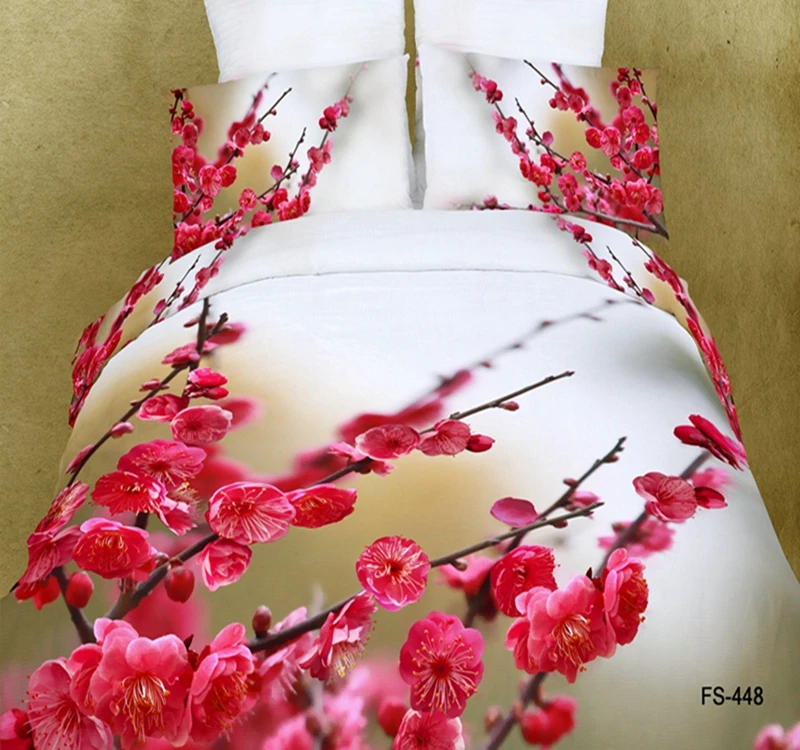 Hot flowers and plants style soft bedding set 3d digital flowers printing washed egyptian cotton duvet cover set