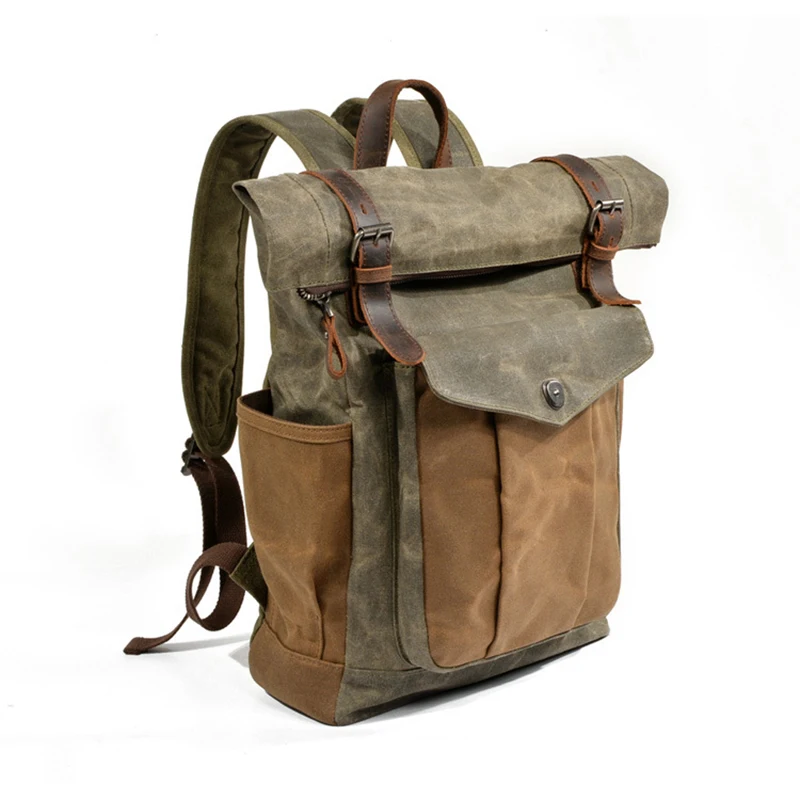 Воск холст сумки для ноутбука водонепроницаемый натуральная кожа рюкзак мужской 2022 Лидер продаж дизайнерский винтажный мужчин