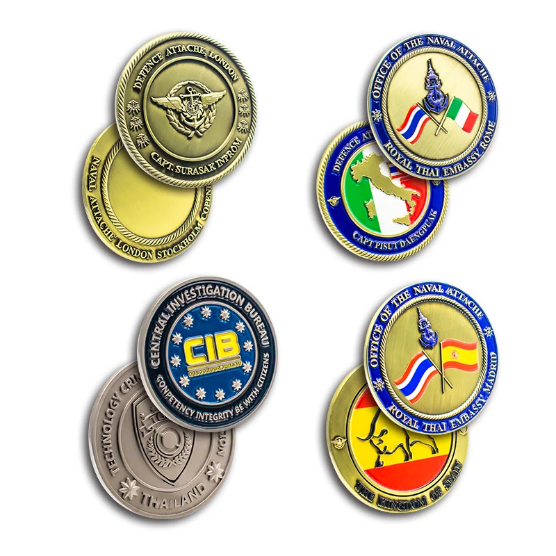 Factory Personalized Custom 2D Souvenirs Laser Engraving Metal Zinc Alloy Bronze Challenge Coins Coins