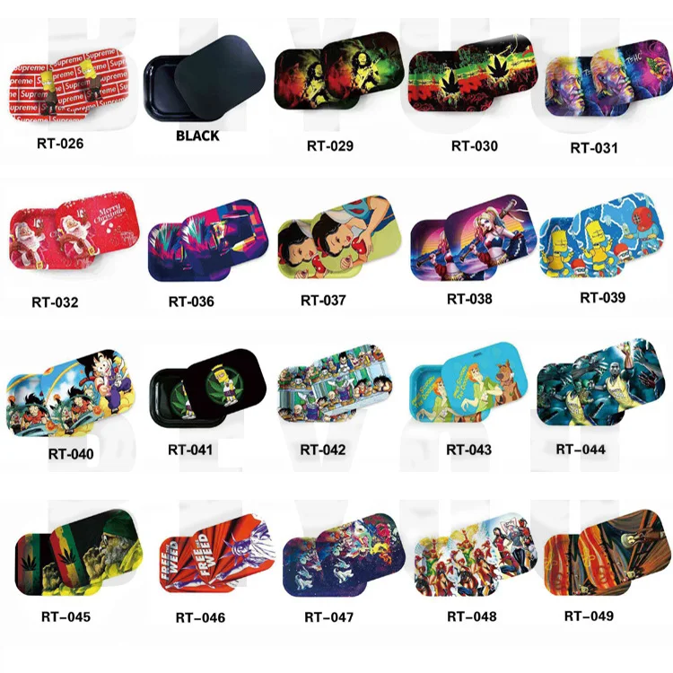 Vasprin Wholesale Custom Printed Portable Plain Small Metal Magnetic Lip Custom Rolling Tobbaco Tray