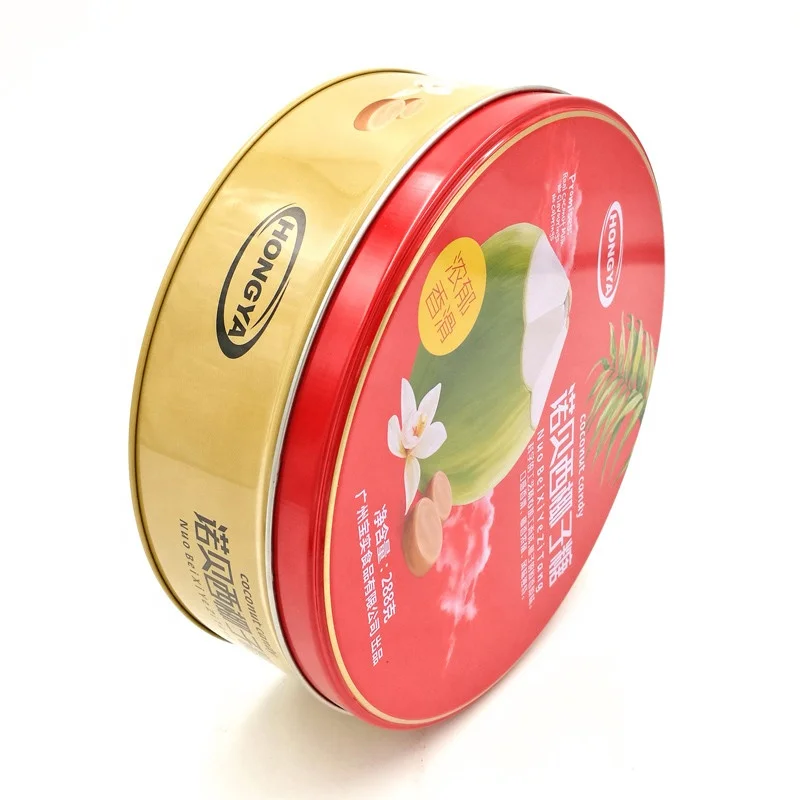 Традиционная круглая Кокосовая конфета, металлическая жестяная коробка