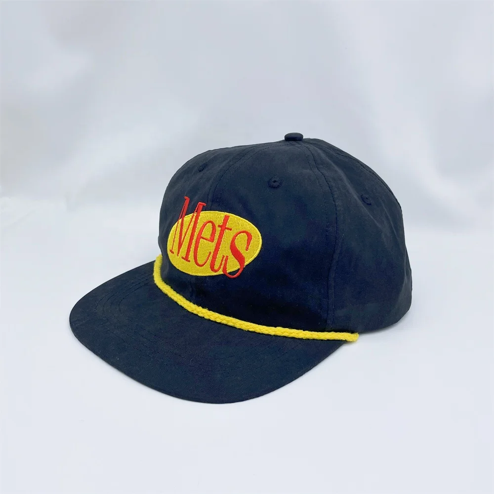 BSCI Factory Price Custom Polyester 5 Panel Rope Classic Unstructured Snapback Cap