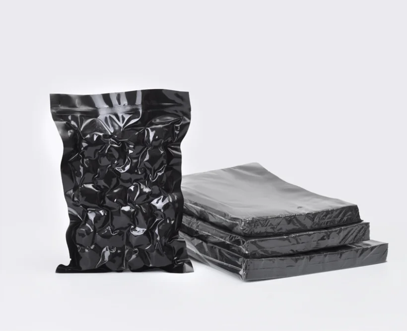 Halal Certified Food Grade Embossed Plastic Packaging Food Black and Clear Vacuum Sealer Bags