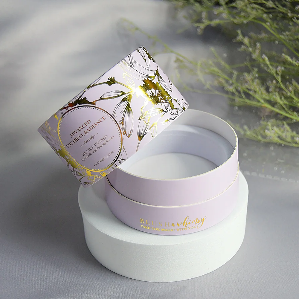 Customized eco friendly Rigid Cardboard Gift Paper Packaging white Round Tube Cylinder Honey Box With EVA Foam Insert