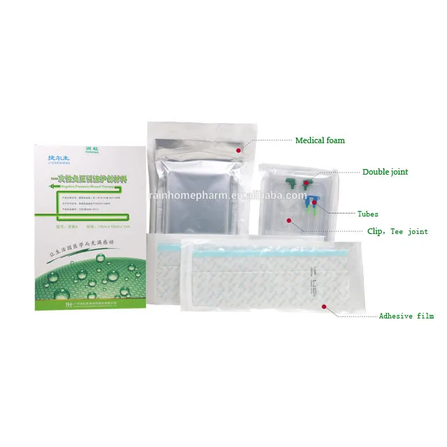 
Disposable medical dressings Negative Pressure Wound Therapy system black foam size 20*10cm drainage tube with pad joints OEM 