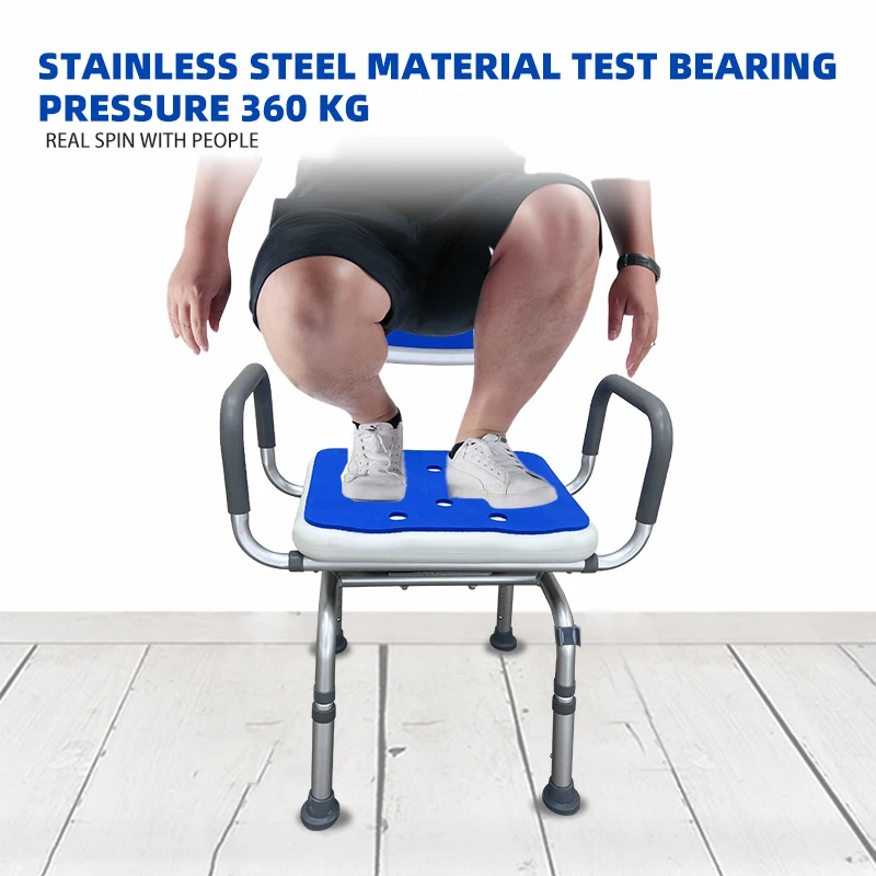 360 Degree Rotatable Foldable Shower Seat inside Folding Shower Chair for Enhanced Bathroom Safety Equipment