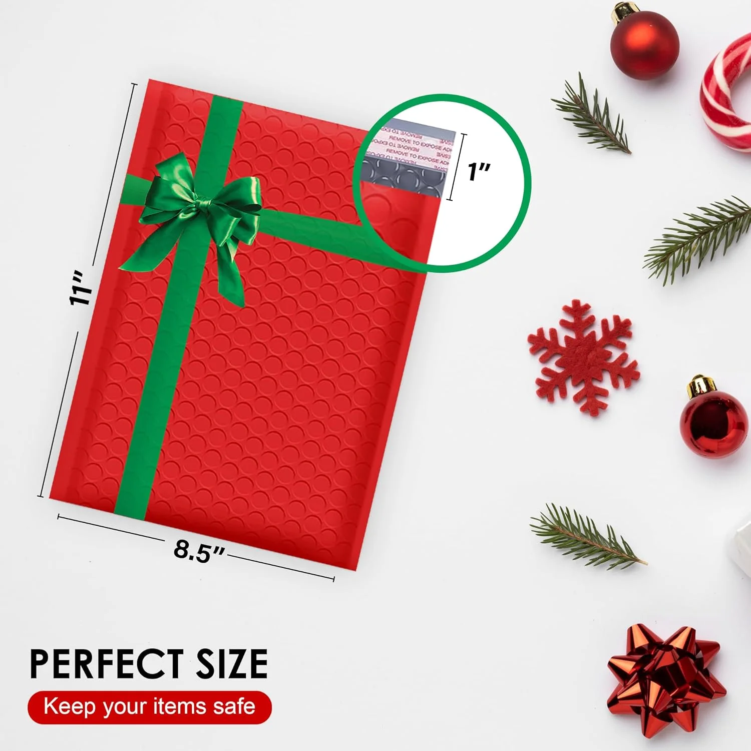 Christmas Poly Bubble Mailers Cushion Mailer Self Seal Holiday Themed Red Green Gift Packaging Envelope