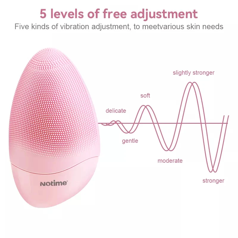 Notime Custom women beauty tools high frequency waterproof mini hifu electric sonic facial cleansing brush silicone