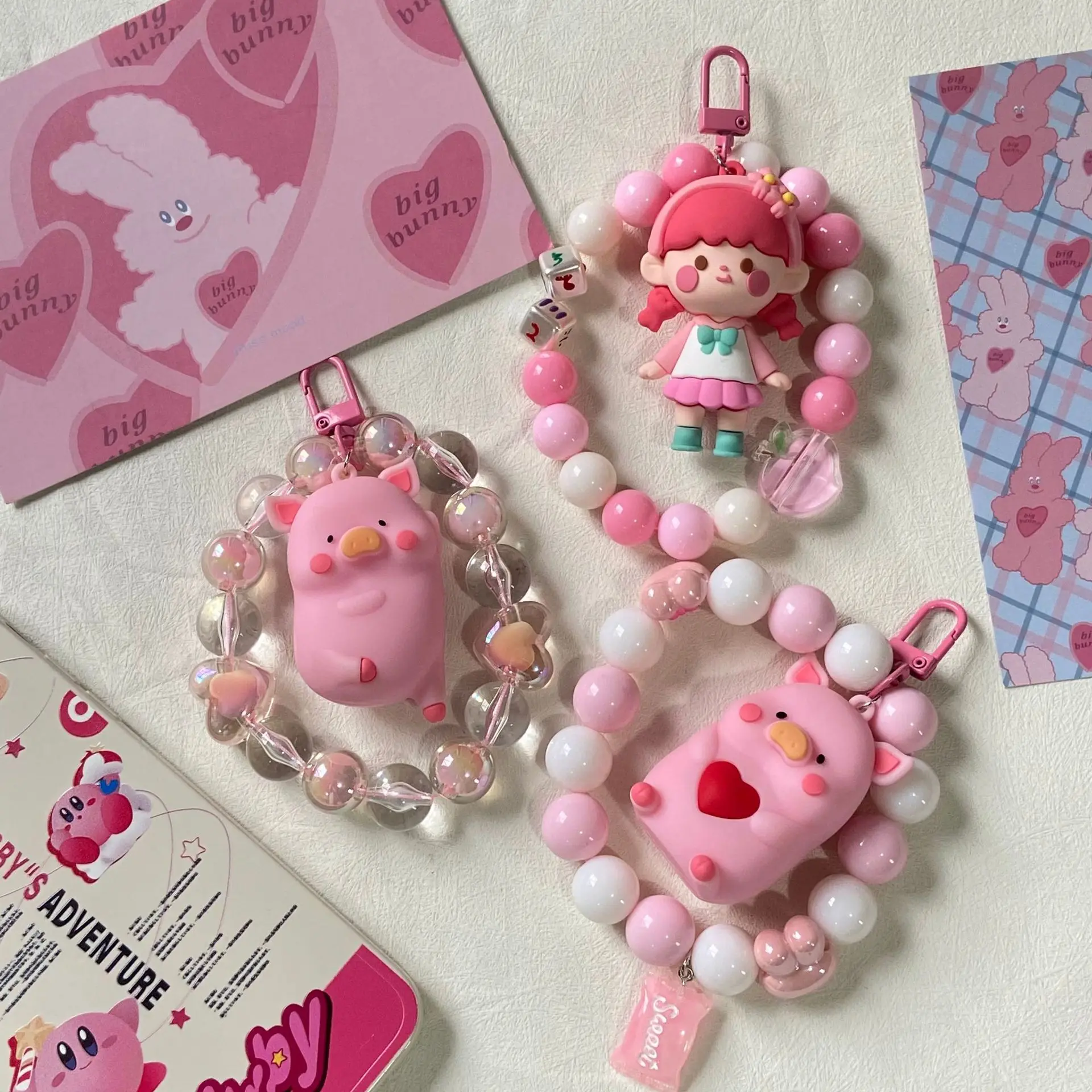 New pink piggy pink little girl wrist strap for mobile phone case backpack lanyard