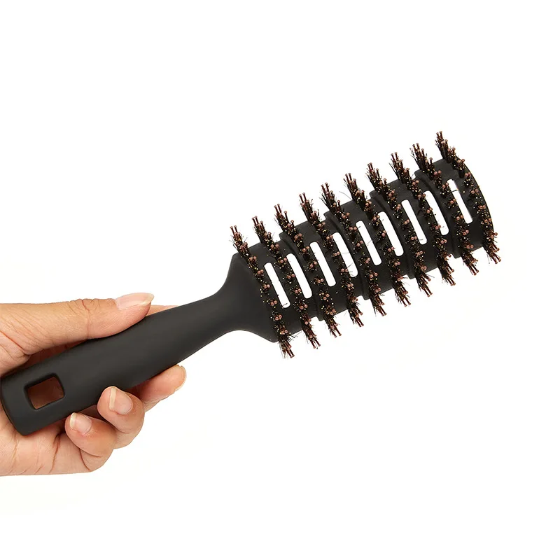 Custom Luxury Matte Painting Detangling Hairbrush Quality Plastic Boar Bristle Massage Comb Comfortable Handle for Women Men