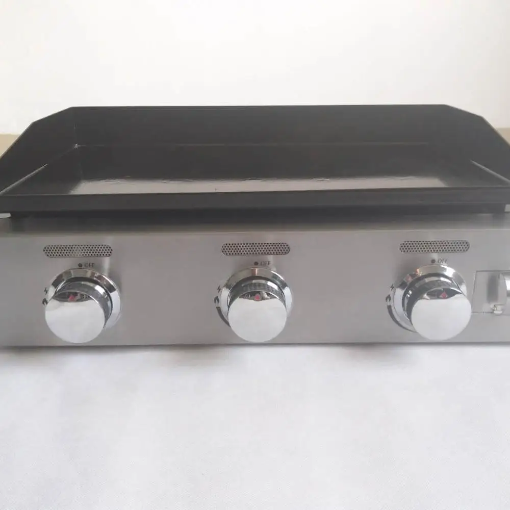 Flat Top Portable Propane Cast Iron 3 Burner Grill Griddle Tabletop for Outdoor Camping Tailgating Outdoor Cooking Gas Griddle