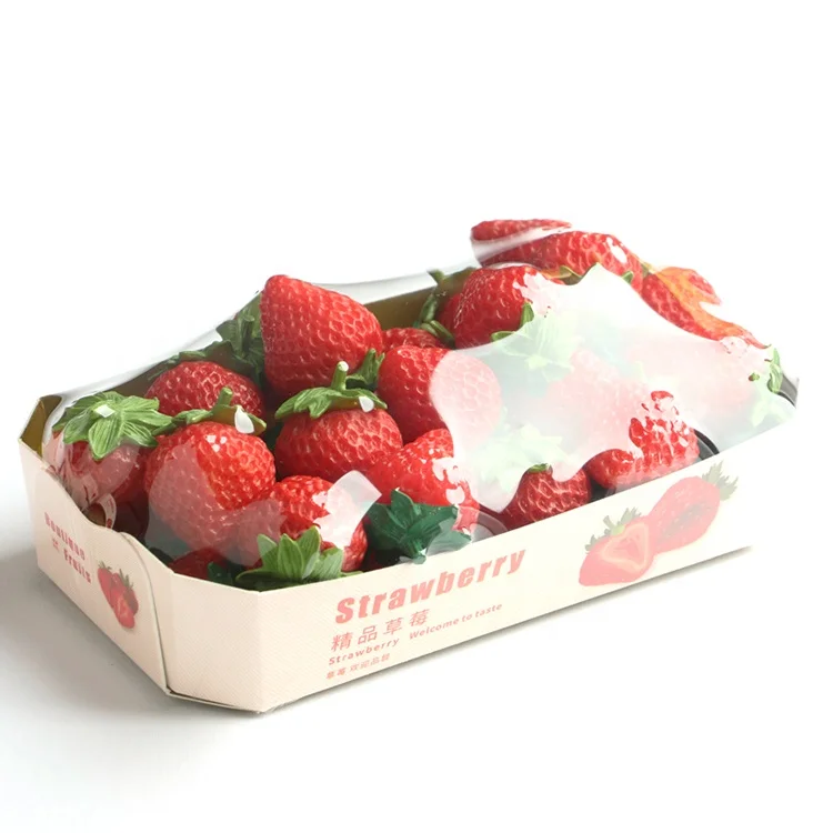Disposable strawberry 500g packing box with cover Strawberry Cherry packing fruit ship type paper fresh keeping container box
