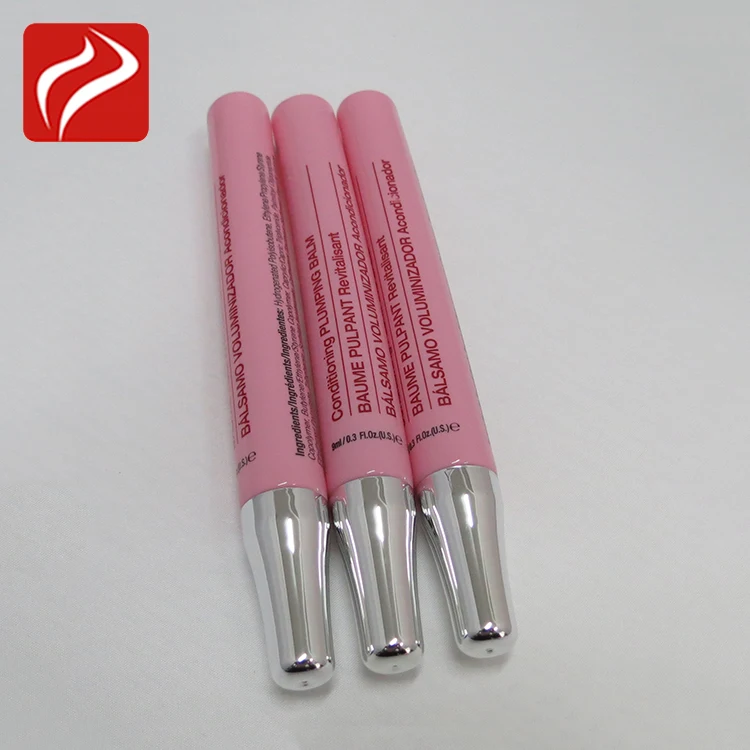 Best selling custom long nozzle lip balm cosmetic plastic tube with mini brush