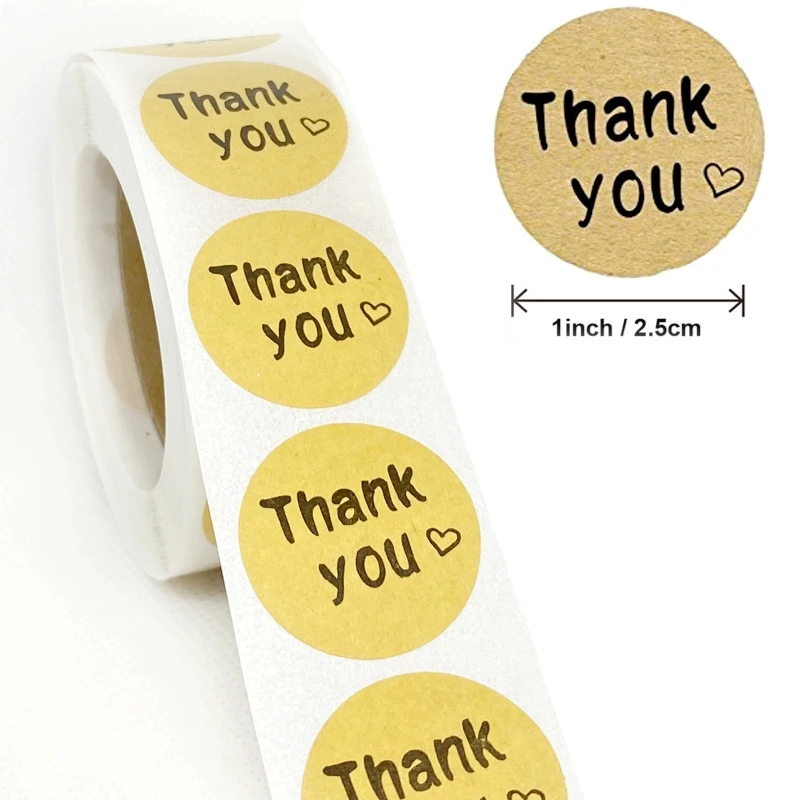1 Inch Round Natural Kraft Paper Handmade with Love Stickers Total 500 Adhesive Labels Per Roll