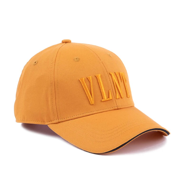 Cheap Price Custom Made Baseball Caps 6 Panel Polyester Cotton Simple Style Yellow 3D Embroidery Customied Unisex With Metal Str