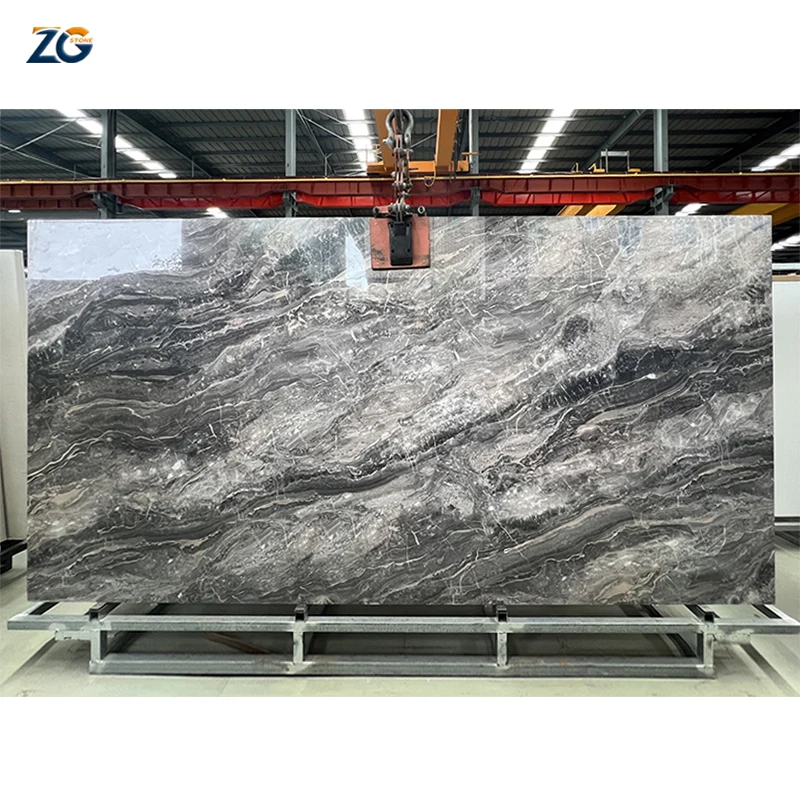 ZGSTONE серый тонкий спеченный камень большие плиты 1200*2400 стеновые панели столешницы большого формата керамические фарфоровые