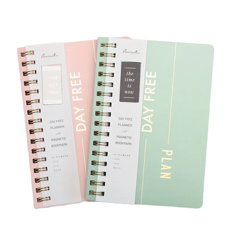 Self-filling Undated Time Management Planner Simple Semi-concealed Twin Ring Journal