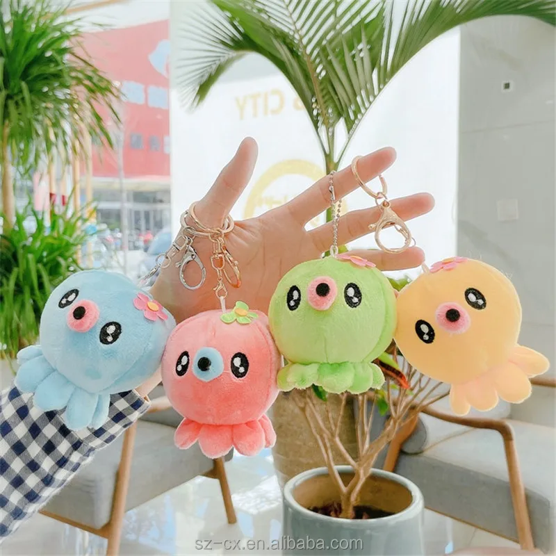 kawaii cartoon soft stuffed plush toy octopus key chain keyring lanyard pendant mini plushie soft doll plush octopus keychain