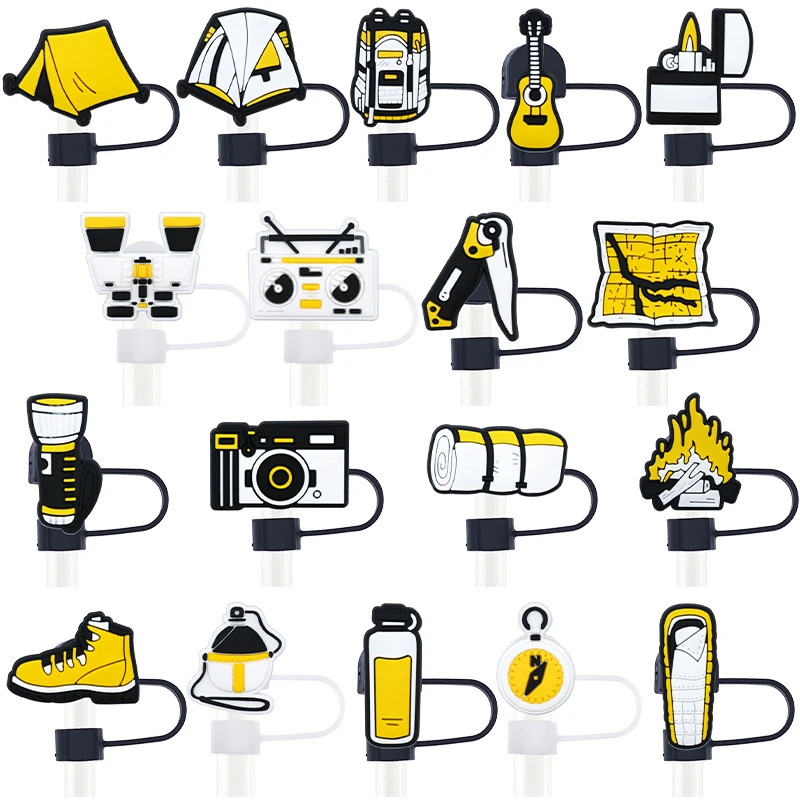 Wholesale 2024 New 8mm Camping Style Drink Spiking Prevention Cover Portable Straw Silicone Straw Openable