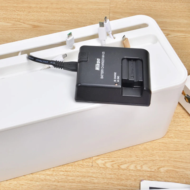 USB Cable Wires Plastic Management Socket Electric Desktop Organizer Data Wire Storage Cable Management Box