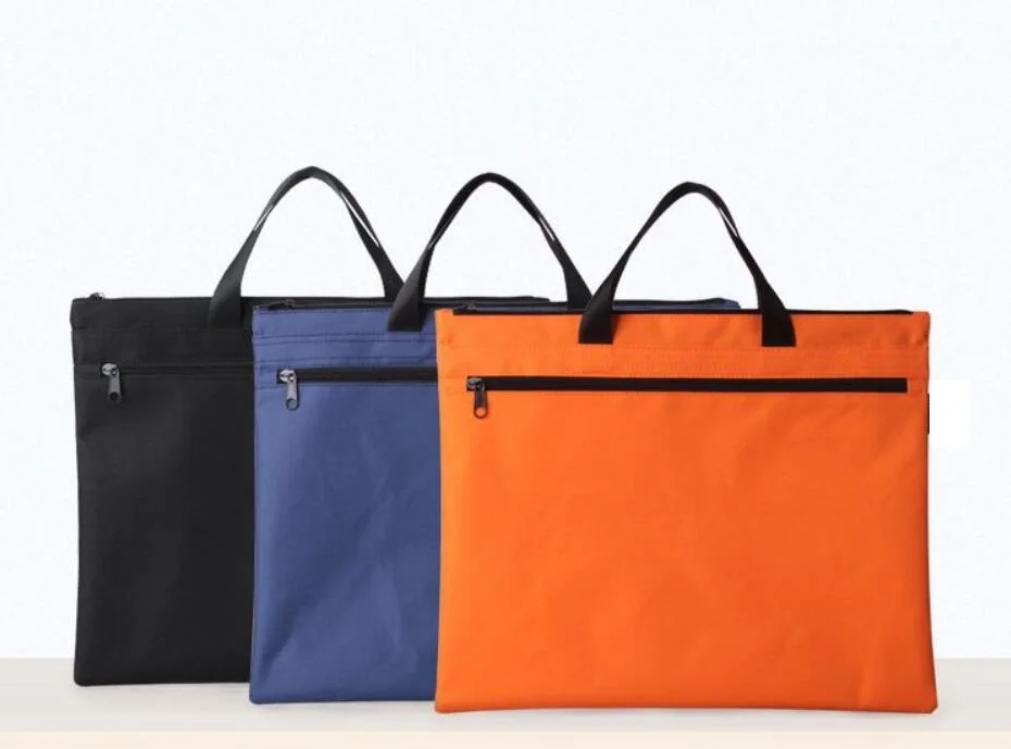 Portable Double Layer File Folder Zipper 600D Polyester Filing Holder Computer Paper A4 Document Bags