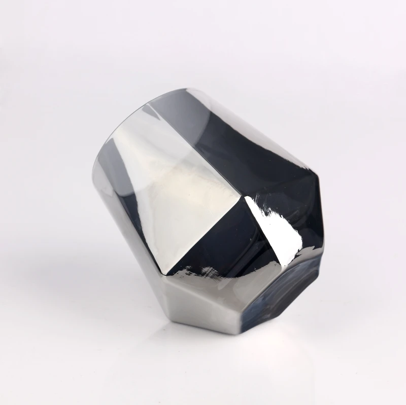 Diamond Shape Electroplated Smoky Grey Hexagonal Glass Cup Water Cup Whiskey Cup