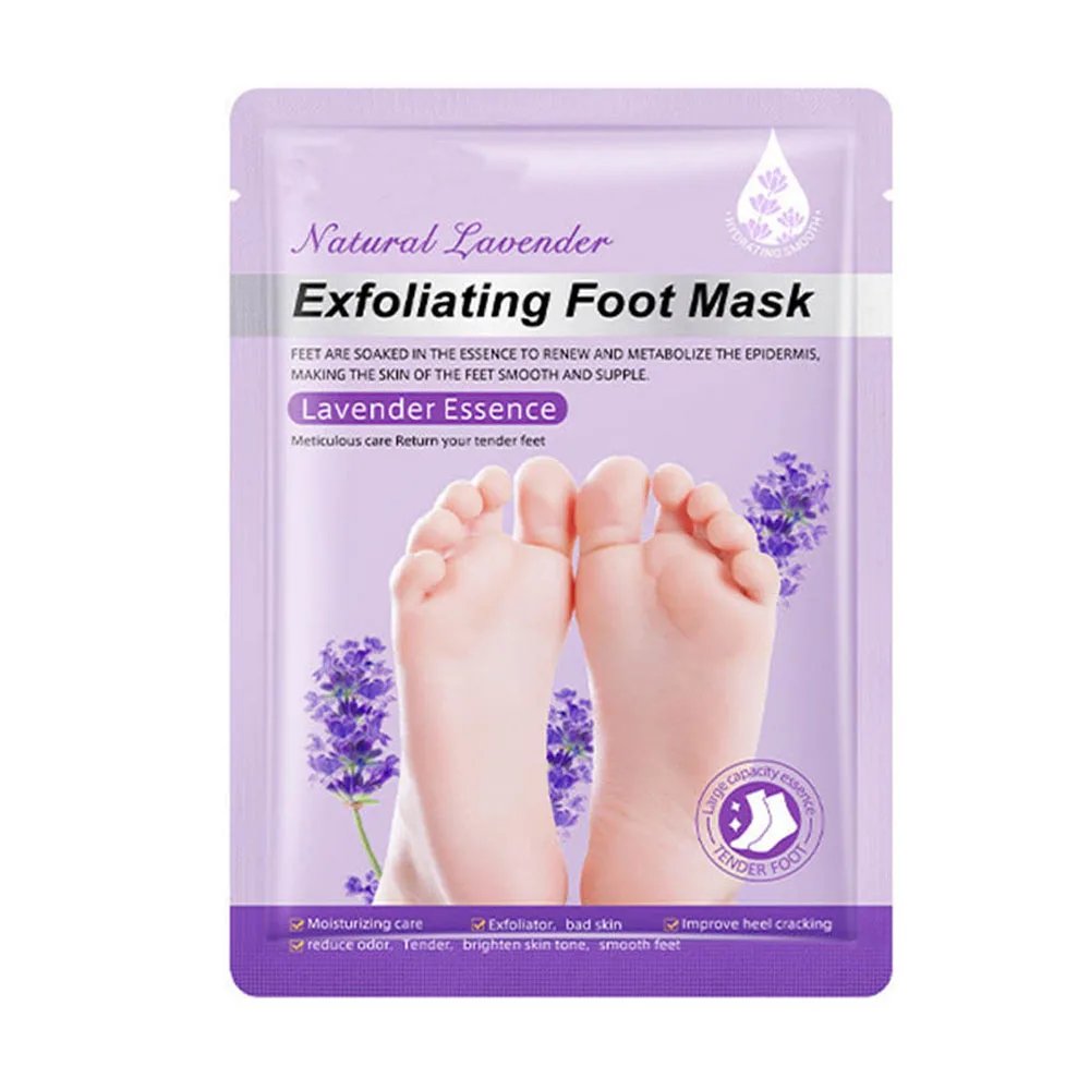 Private Label Lavender Foot Moisturizing Exfoliating Peel Off Calluses Dead Skin Remover Foot Mask