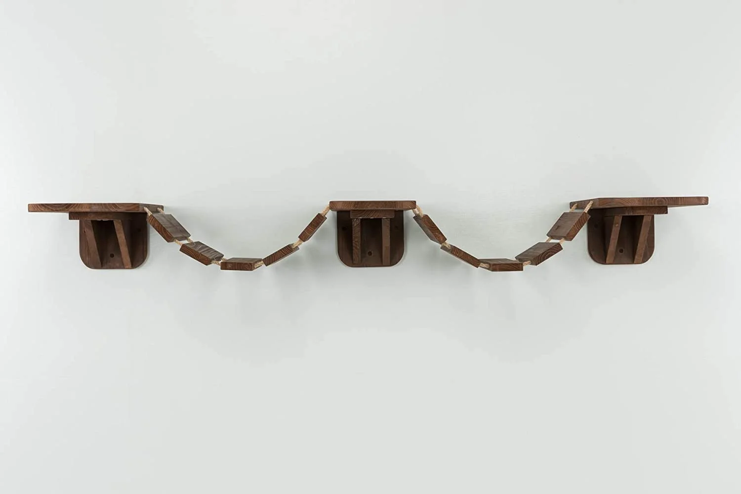 Wall-mounted wooden cat tree furniture bridge for climbing exercise and playing