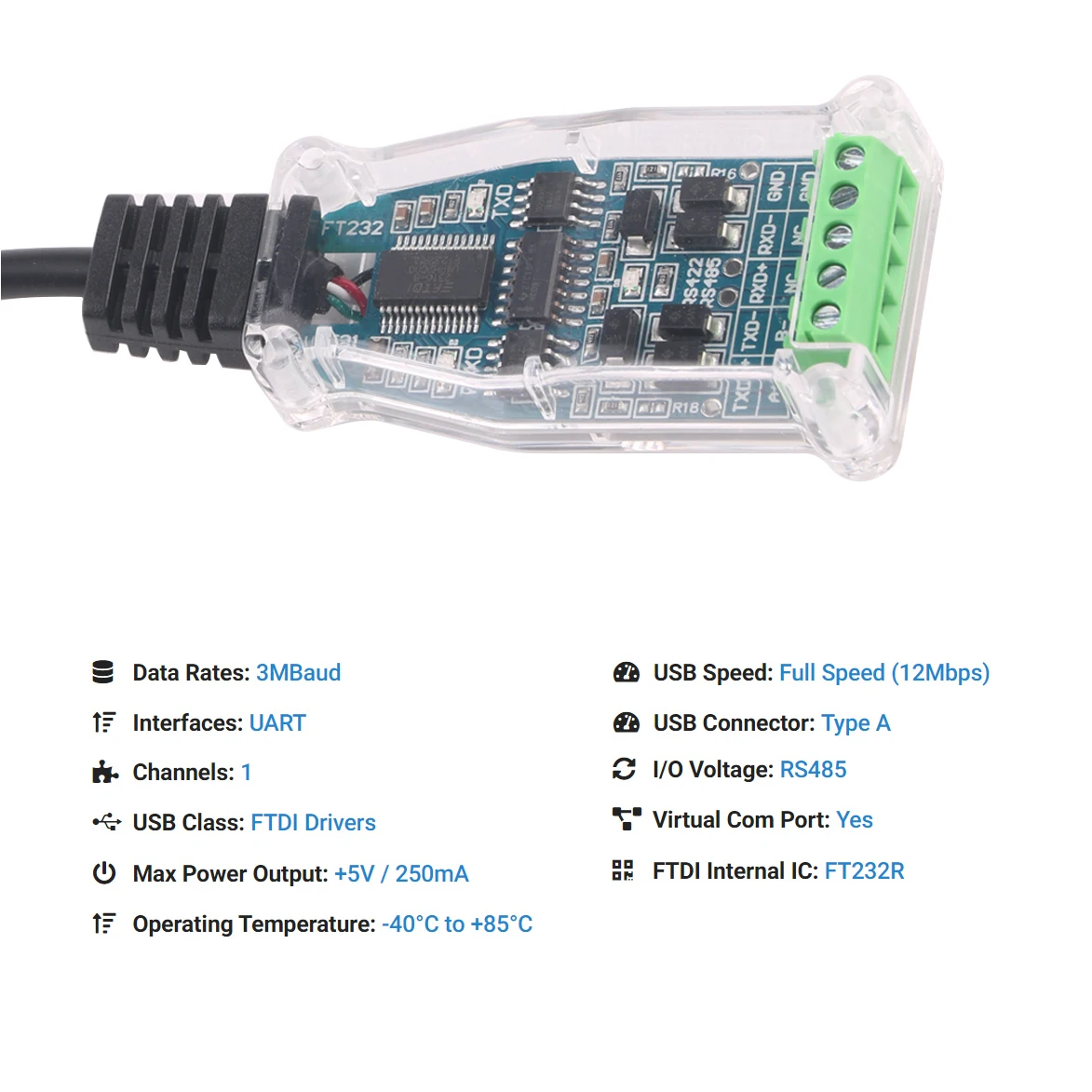FTDI USB TO RS485 RS422 485 422 Isolation Module Communication Converter Adapter Cable with TXD RXD LED