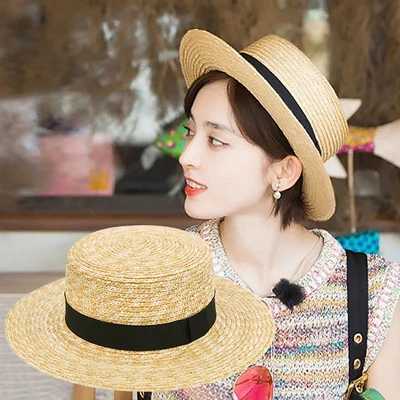 FREE SHIPPING mini uv sun girl female MEN wholesale promotional SUMMER beach FLAT straw  caps fedora BOATER hat for women
