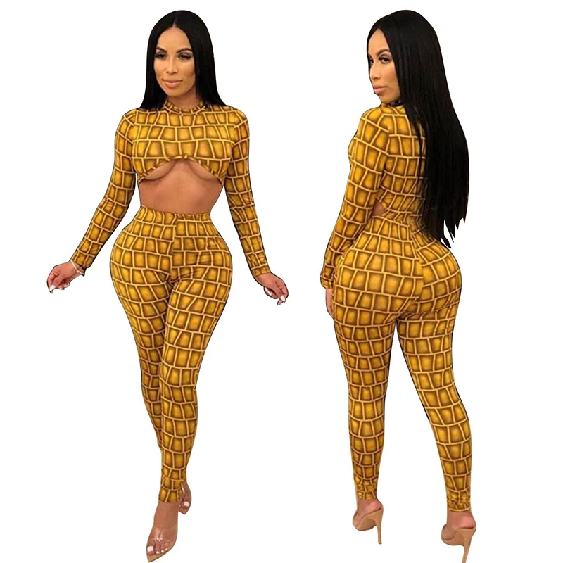 Sexy nightclub jumpsuit two piece set women clothing custom digital print joggers womens 2piece outfit