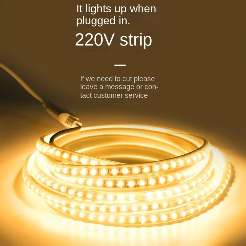 Led flexible strip light 220V SMD2835 double row 156LEDS/M led strip ed strip light/led light strip without Plug Waterproof