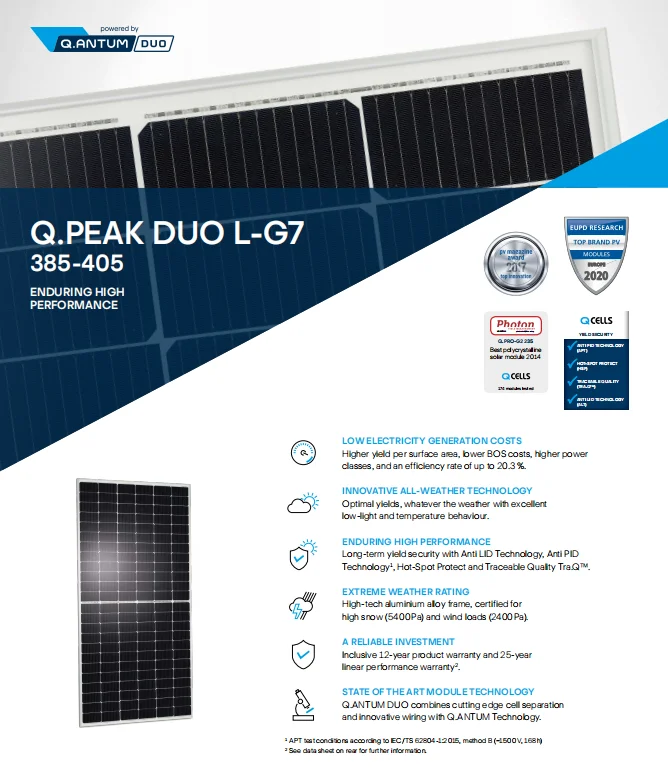 Q Cells/Trina/Longi Solar 385W 390W 395W 400W 405W Half Cut Monocrystalline PV Solar Panel