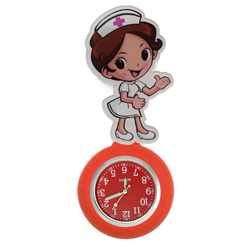Warm welcome polite cartoon nurse doctor women ladies female pocket watches hospital Stretchable hang badge medical gift watch