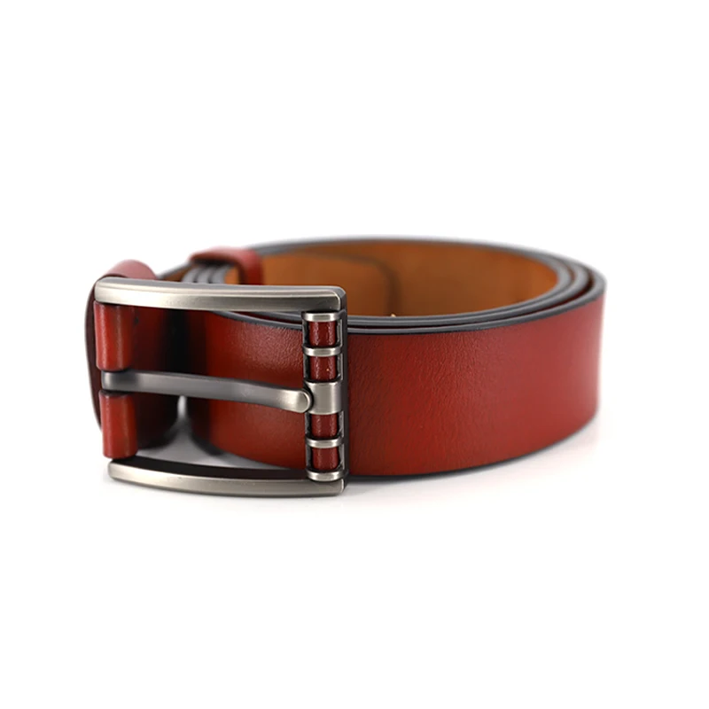 2022 new arrival new waist buckle business genuine leather belts for women with adjustable metal buckles red color