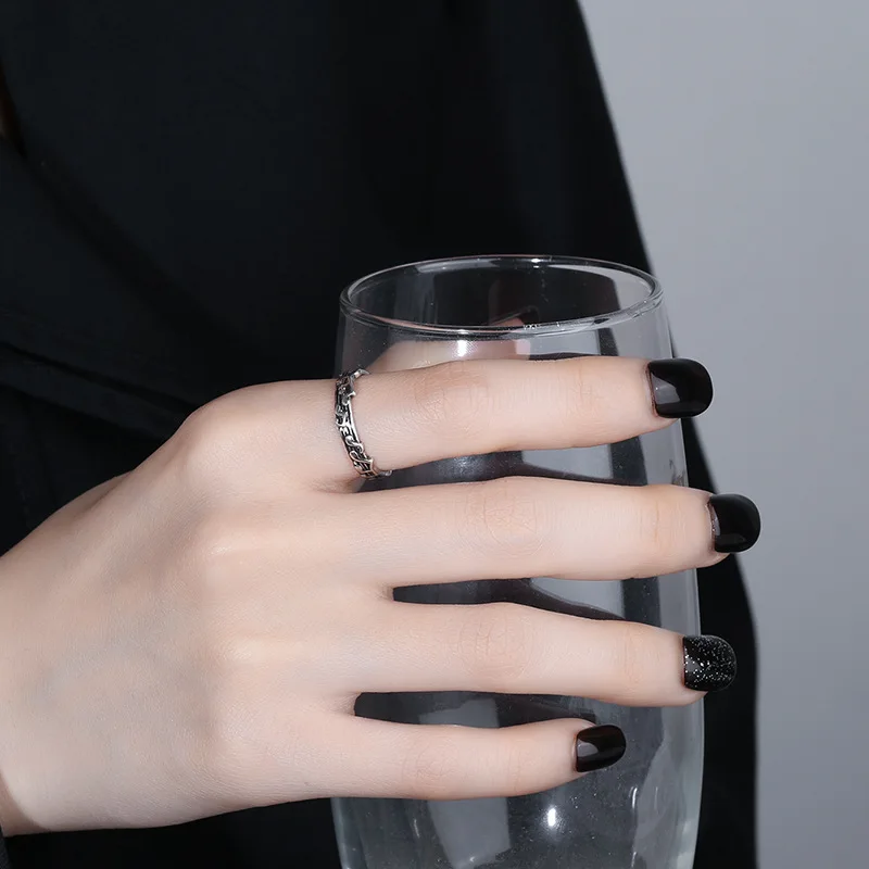 Rinhoo Vintage Thai Silver Note Five-line Music Score Ring for Women Girls Fashion Party Accessories Trend New Jewelry