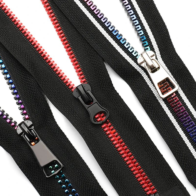 OCO Custom rainbow heart Jacket Cremalleras Plastic Zipper 10 8 5 3 Vislon Zipper Fermeture Eclair open End Resin Zippers