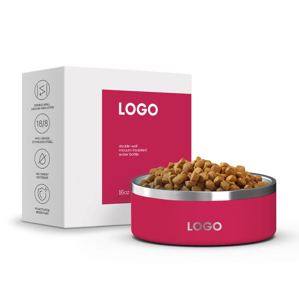 Wholesale Double Wall Stainless Steel Dog Bowls Water Food Feeder 16OZ 32OZ 64OZ Pet Bowl for Dog