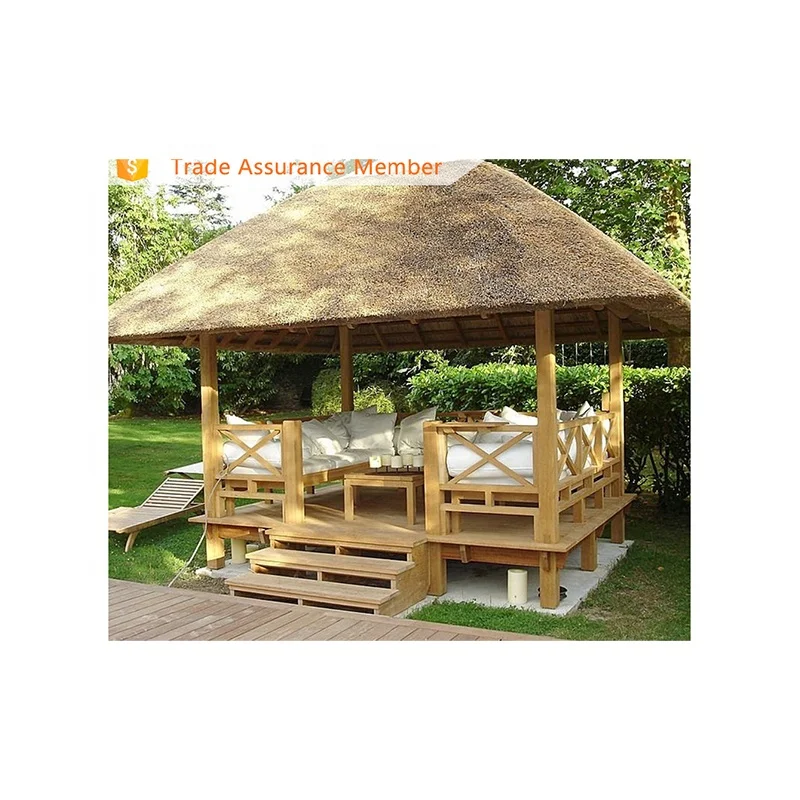 Outdoor Patio Garden Metal Hardtop Roof Wooden House Gazebo