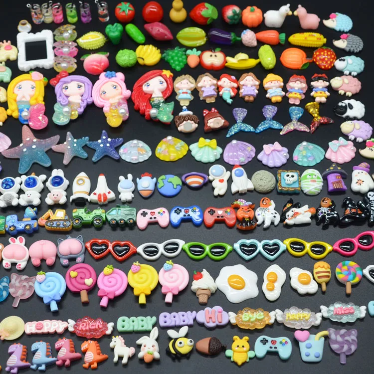 flatback cartoon miniature resin flower 3d ocean animal mix bow fruit candy charms for diy phone case shoe nail jewelry making