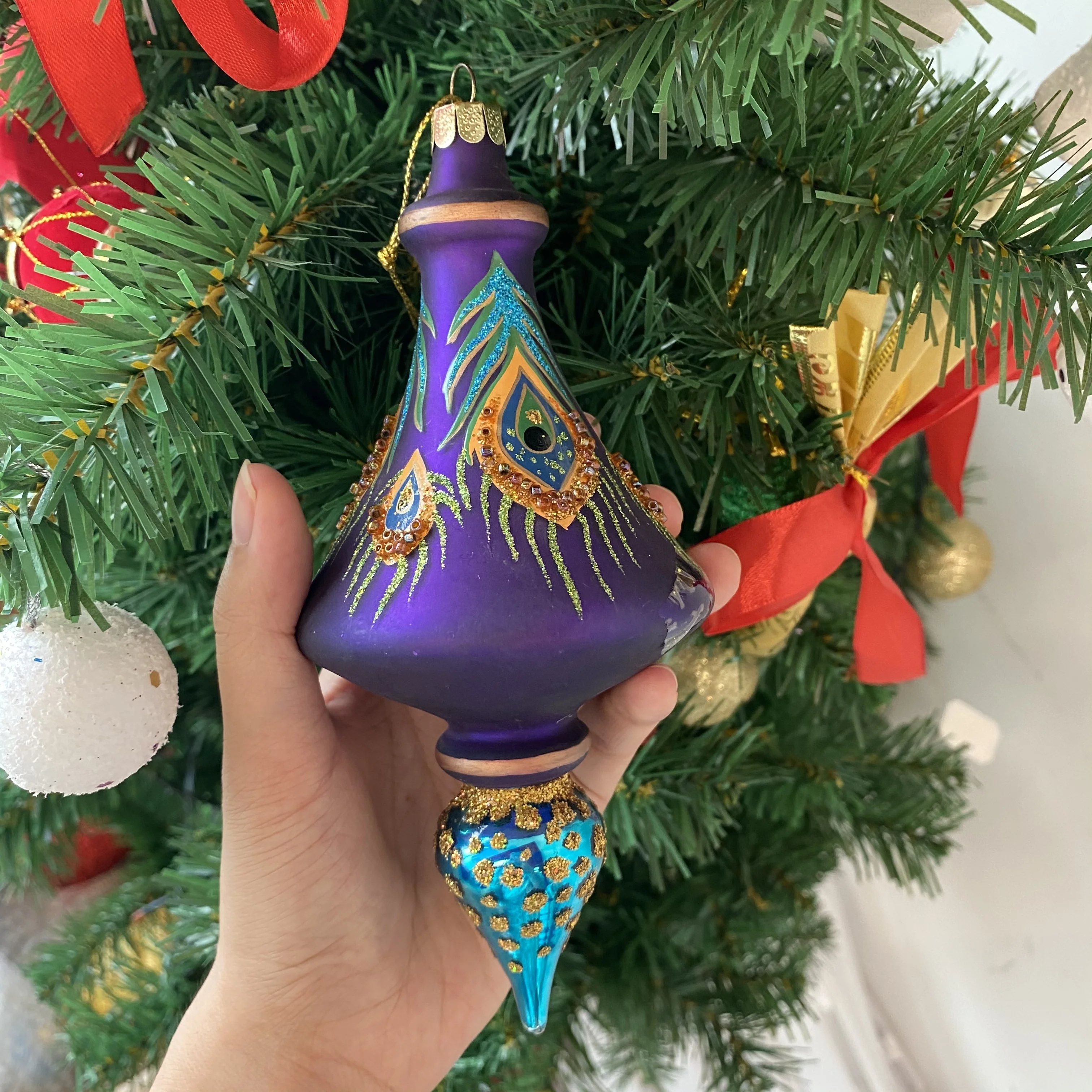 Stained Egyptian Hand Painted Glass Ornament Gifts Custom Glass Blown Christmas Ornaments