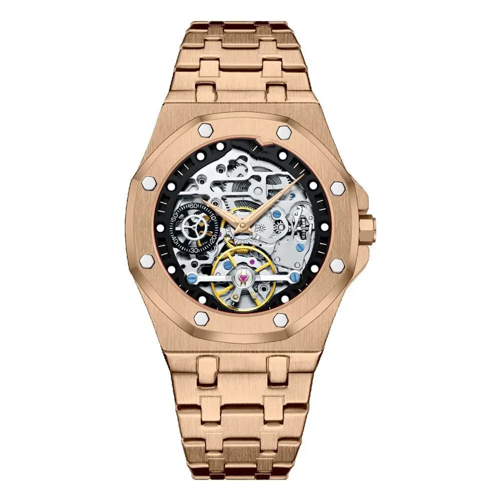 Custom stainless steel skeleton mechanical hunted watch online reloj para hombres automatic mens watches